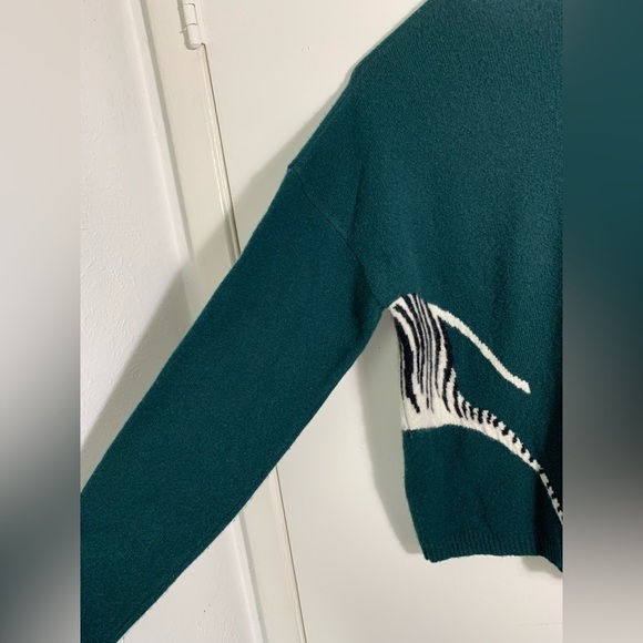 Maeve, by Anthropologie, cashmere, green, zebra sweater. S - Picture 4 of 8